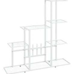 Blomsterstativ i metal - Robust plantestativ til indendørs brug | Størrelse: 94,5x25x88 cm | Farve: Hvid