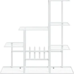 Blomsterstativ i metal - Robust plantestativ til indendørs brug | Størrelse: 94,5x25x88 cm | Farve: Hvid