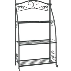Blomsterstativ i stål – 3-hylder | Farve: Sort | Størrelse: 56x30x96 cm