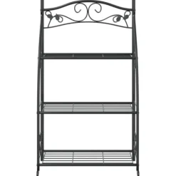 Blomsterstativ i stål – 3-hylder | Farve: Sort | Størrelse: 56x30x96 cm