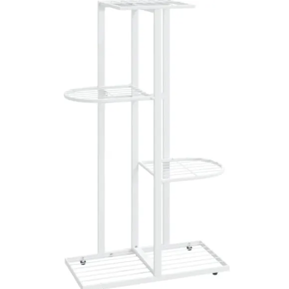 Blomsterstativ med 4 niveauer i metal - Plantestativ | Farve: Hvid | Størrelse: 43x22x76 cm