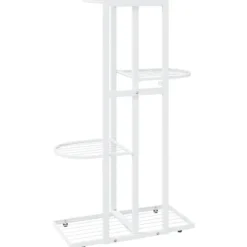 Blomsterstativ med 4 niveauer i metal - Plantestativ | Farve: Hvid | Størrelse: 43x22x76 cm