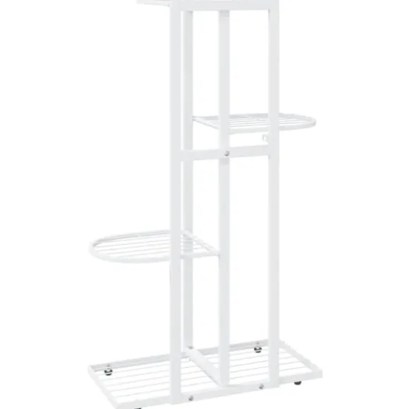 Blomsterstativ med 4 niveauer i metal - Plantestativ | Farve: Hvid | Størrelse: 43x22x76 cm