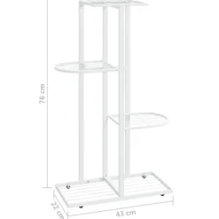 Blomsterstativ med 4 niveauer i metal - Plantestativ | Farve: Hvid | Størrelse: 43x22x76 cm