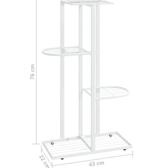 Blomsterstativ med 4 niveauer i metal - Plantestativ | Farve: Hvid | Størrelse: 43x22x76 cm