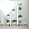 Blomsterstativ med hjul - Plantestativ i metal | Farve: Hvid | Størrelse: 94,5x25x92,5 cm