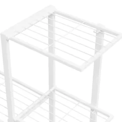 Blomsterstativ med hjul - Plantestativ i metal | Farve: Hvid | Størrelse: 94,5x25x92,5 cm
