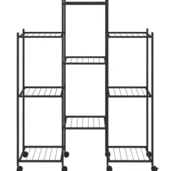Blomsterstativ med hjul 83x25x103,5 cm jern sort - Blomsterstativ - Blomsterstativer - Home & Living