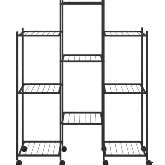 Blomsterstativ med hjul 83x25x103,5 cm jern sort - Blomsterstativ - Blomsterstativer - Home & Living