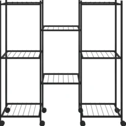 Blomsterstativ med hjul 83x25x83,5 cm jern sort - Blomsterstativ - Blomsterstativer - Home & Living