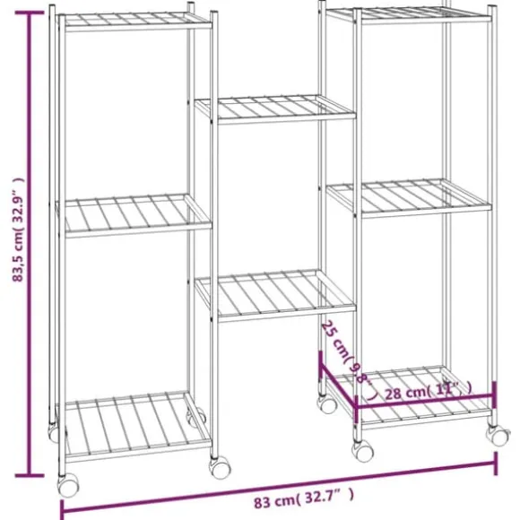Blomsterstativ med hjul 83x25x83,5 cm jern sort - Blomsterstativ - Blomsterstativer - Home & Living