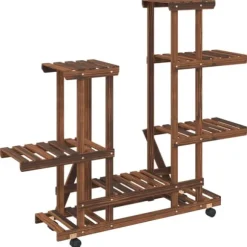 Blomsterstativ med hjul 95x25x101 cm massivt fyrretræ - Blomsterstativ - Blomsterstativer - Home & Living