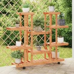 Blomsterstativ med hjul 110x25x115 cm massivt fyrretræ - Blomsterstativ - Blomsterstativer - Home & Living