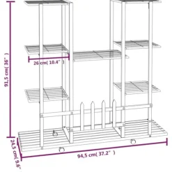 Blomsterstativ med hjul 94,5x24,5x91,5 cm jern sort - Blomsterstativ - Blomsterstativer - Home & Living