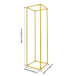 Blomsterstativ til bryllup - Metal gulv-/vasestativ - 50×50×180 cm - Str. L - Høj søjle - Guld