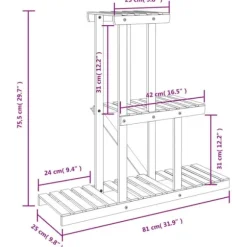 Blomsterstativ 81x25x75,5 cm massivt fyrretræ - Blomsterstativ - Blomsterstativer - Home & Living
