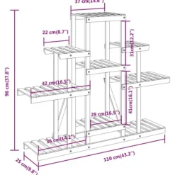 Blomsterstativ 110x25x98 cm massivt fyrretræ - Blomsterstativ - Blomsterstativer - Home & Living