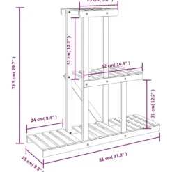 Blomsterstativ 81x25x75,5 cm massivt fyrretræ - Blomsterstativ - Blomsterstativer - Home & Living