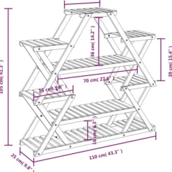 Blomsterstativ 110x25x105 cm massivt fyrretræ - Blomsterstativ - Blomsterstativer - Home & Living
