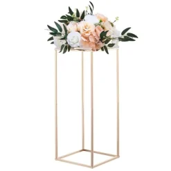 Blomsterstativer - Rektangulære Søjler - Sæt med 10 - 60 cm Højde - Metalramme - Til Bryllup og Fest - Guld