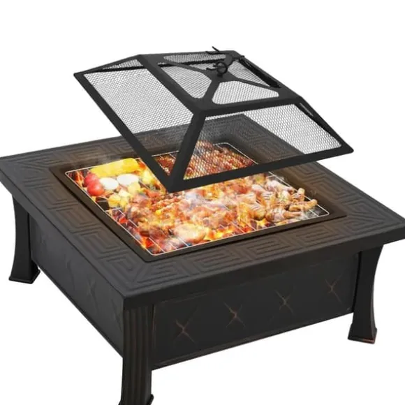 Bålsted, 81 cm diameter, Metal konstruktion, Varmebestandig op til 500 °C, Inkluderer grillrist, Funkbeskyttelsesfunktion