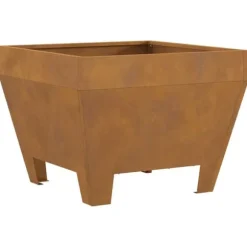Bålsted i brun stål med ildstedslåg - Firkantet design | Størrelse: 50 x 50 x 38 cm