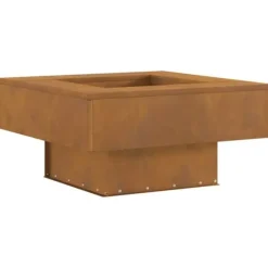 Bålsted i forvitret stål - Firkantet bålplads | Størrelse: 60 x 60 x 30 cm | Farve: Brun