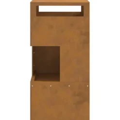 Bålsted i Forvitret Stål 50 x 50 x 100 cm - Udendørs Ildkurv | Farve: Brun
