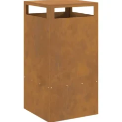 Bålsted i Forvitret Stål 50 x 50 x 100 cm - Udendørs Ildkurv | Farve: Brun