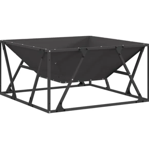Bålsted i koldvalset stål - Udendørs ildsted | Størrelse: 80x80x40 cm | Farve: Sort