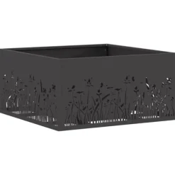 Bålsted i koldvalset stål - Firkantet design | Størrelse: 60x60x30 cm | Farve: Sort