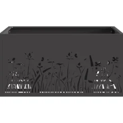 Bålsted i koldvalset stål - Firkantet design | Størrelse: 60x60x30 cm | Farve: Sort