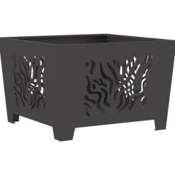 Bålsted i Koldvalset Stål - Firkantet Design til Udendørs Brug | Farve: Sort | Størrelse: 60x60x40 cm