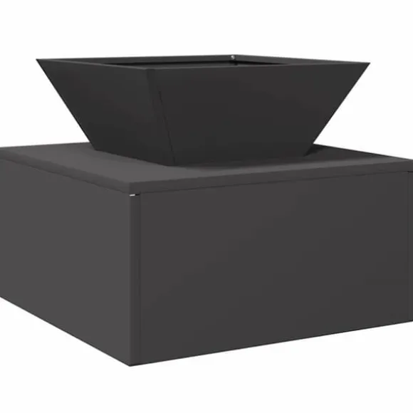 Bålsted i stål - Kubisk design til udendørs brug | Farve: Sort | Størrelse: 50x50x40 cm