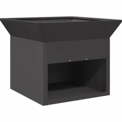 Bålsted i stål - Kubisk design | Farve: Sort | Størrelse: 50x50x40 cm