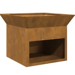 Bålsted kubisk ildsted i rusten stål - Outdoor fire pit | Størrelse: 50x50x40 cm