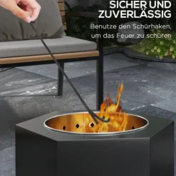 Bålsted, røgfri drift, holdbar metal konstruktion,sort