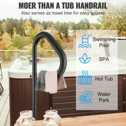 Boblebadshåndliste, 360° drejeligt spa-sidegelænder, justerbart fra 35