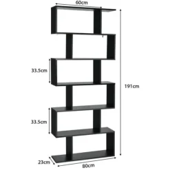 Bogreol, 80x23x191 cm - materiale: ingeniørtræ