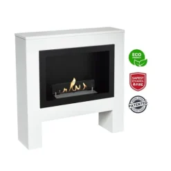 Bolea bio-ethanol pejs - Hvid MDF pejseindfatning - 1,5 KW varme