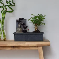 Bonsai med vattenfal - Sæt med 2 - Bonsai - Højde 25-35cm - ⌀29cm