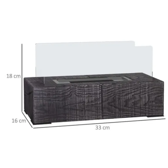 Bord-etanolpejs 0,15 L, transportabel med trælook, rustfrit stål 33×16×18 cm