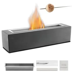 Bordplade 15 Tommer Fire Pit Bowl, Beton Pejs, Indendørs & Udendørs, Perfekt til Patio, Holdbar og Stilfuld