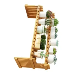 Bordplade Bambus Plantestativ Desktop Flower Hylde Stativ til Indendørs Udendørs Hjem Terrasse Græsplæne Have Balkon Stor 60 cm/23.62in