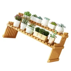 Bordplade Bambus Plantestativ Desktop Flower Hylde Stativ til Indendørs Udendørs Hjem Terrasse Græsplæne Have Balkon Stor 60 cm/23.62in