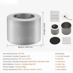 Bordplade Fire Pit, Beton Pejs Cylinder, Indendørs/Udendørs, Holdbar, Stilfuld Design, Perfekt til Patio