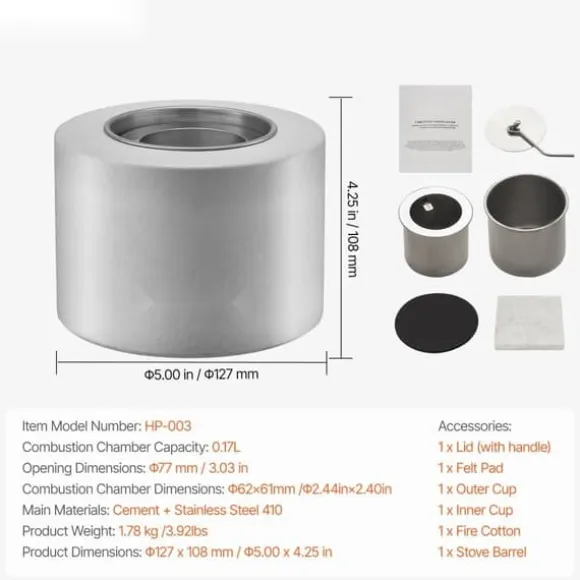Bordplade Fire Pit, Beton Pejs Cylinder, Indendørs/Udendørs, Holdbar, Stilfuld Design, Perfekt til Patio