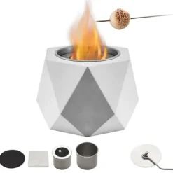 Bordplade Fire Pit Bowl, Betonpejs til Indendørs og Udendørs Brug, Holdbar, Moderne Design, Perfekt til Patio