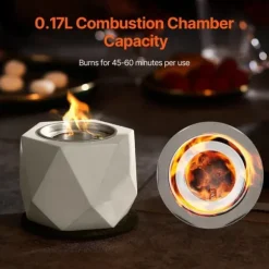 Bordplade Fire Pit Bowl, Betonpejs til Indendørs og Udendørs Brug, Holdbar, Moderne Design, Perfekt til Patio