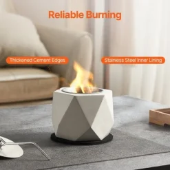 Bordplade Fire Pit Bowl, Betonpejs til Indendørs og Udendørs Brug, Holdbar, Moderne Design, Perfekt til Patio